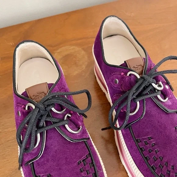 COACH • Platform Sneaker creeper chunky purple suede leather lug sole grunge - Picture 5 of 13